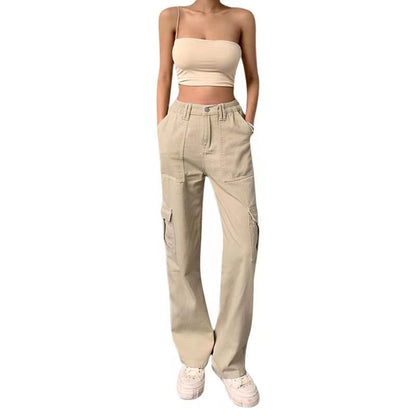 Slim High Waist Multi Pocket Cargo Pants